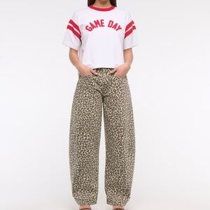 Abercrombie & Fitch Leopard Print Wide Leg Jeans